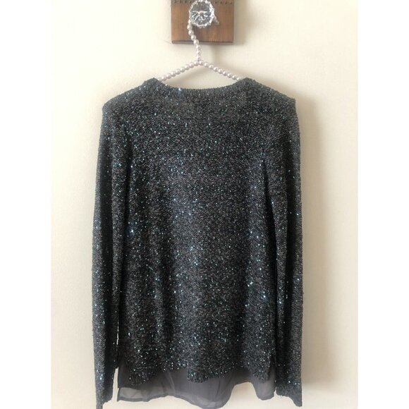 NWT Apt 9 Womens Size M Gray Sweater Sequin Infused V-Neck - Picture 4 of 6